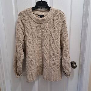 American Eagle Outfitters Cable Knit Sweater Size Large Beige Neutral Cozy